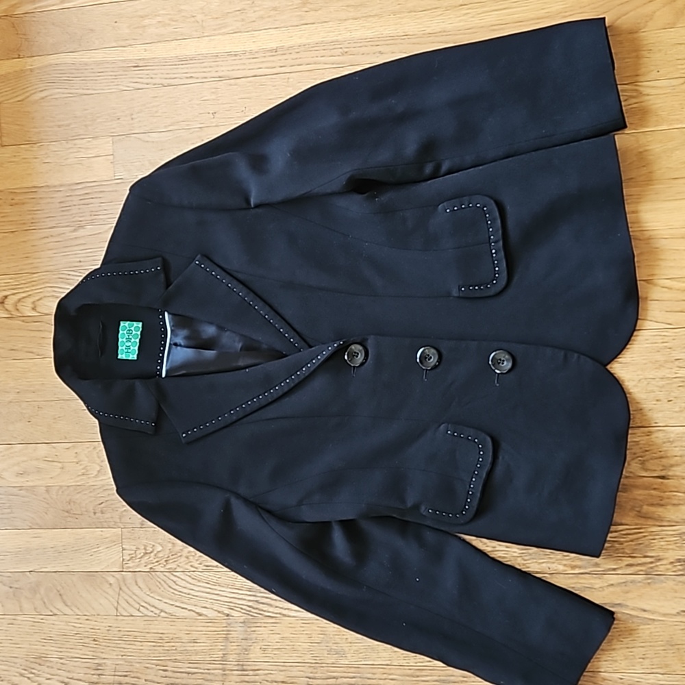 Hobbs black wool blazer with contrast stitching detail 8